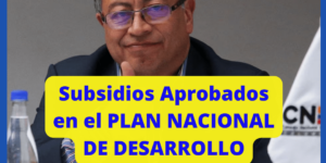 Subsidios y Ayudas Colombia aprobados en El Plan Nacional de Desarrollo